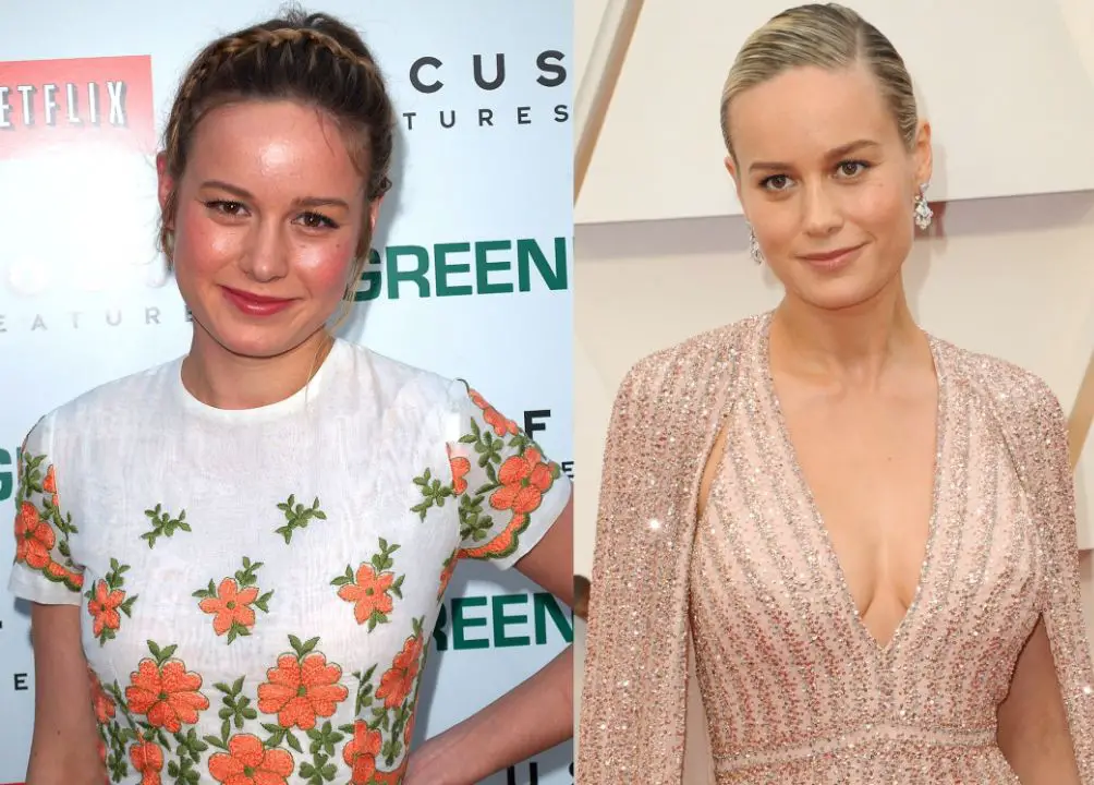 Brie Larson before and after alleged breast implants. netflixdeed.com